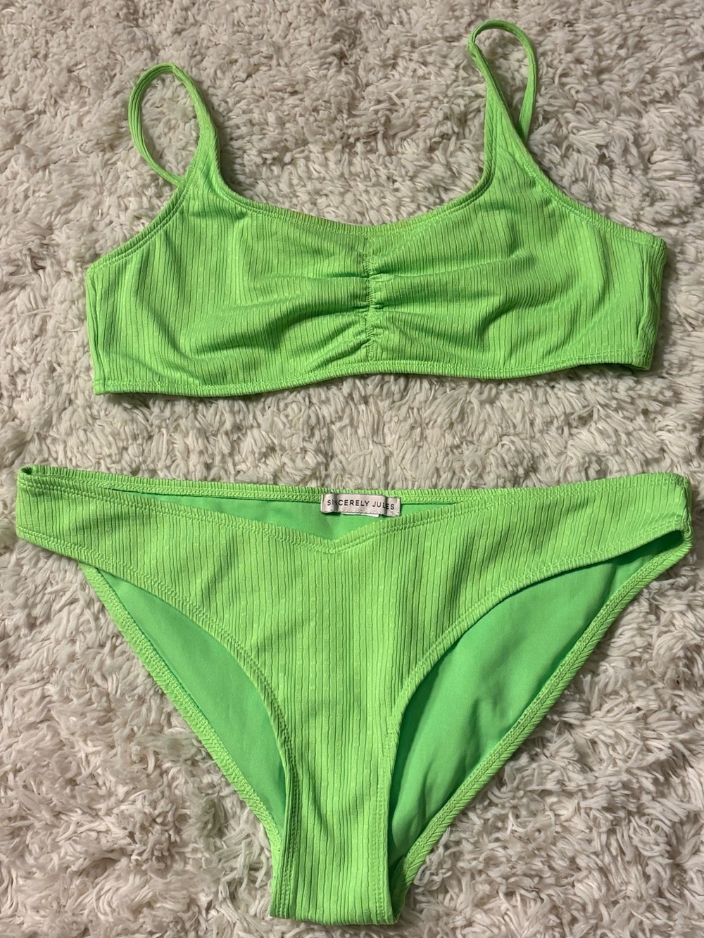Neon Green Ribbed Bikini Set